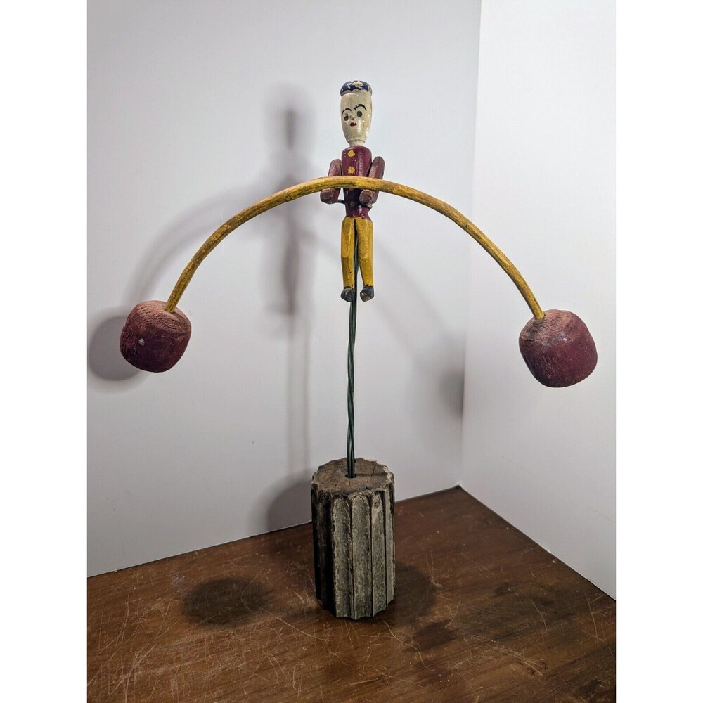 19th Century Folk Art Balancing Man With Stand